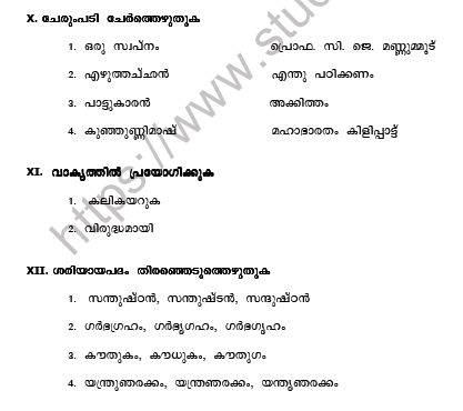 CBSE Class 7 Malayalam Question Paper Set I